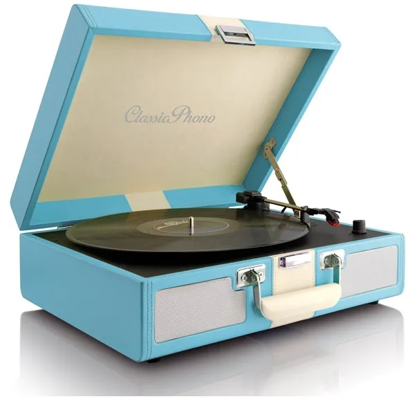 Lenco CLASSIC PHONO TT-33 - Record Player in suitcase - Built-in speakers - Blue - Pladespiller Blå